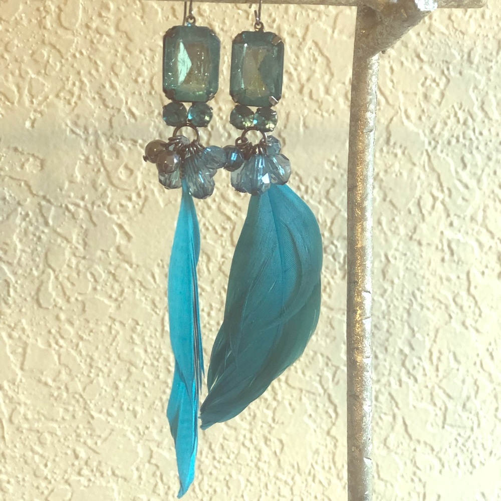 Turquoise Ear Stack Jewelry | Dark Teal Feather Earrings | Poshmark